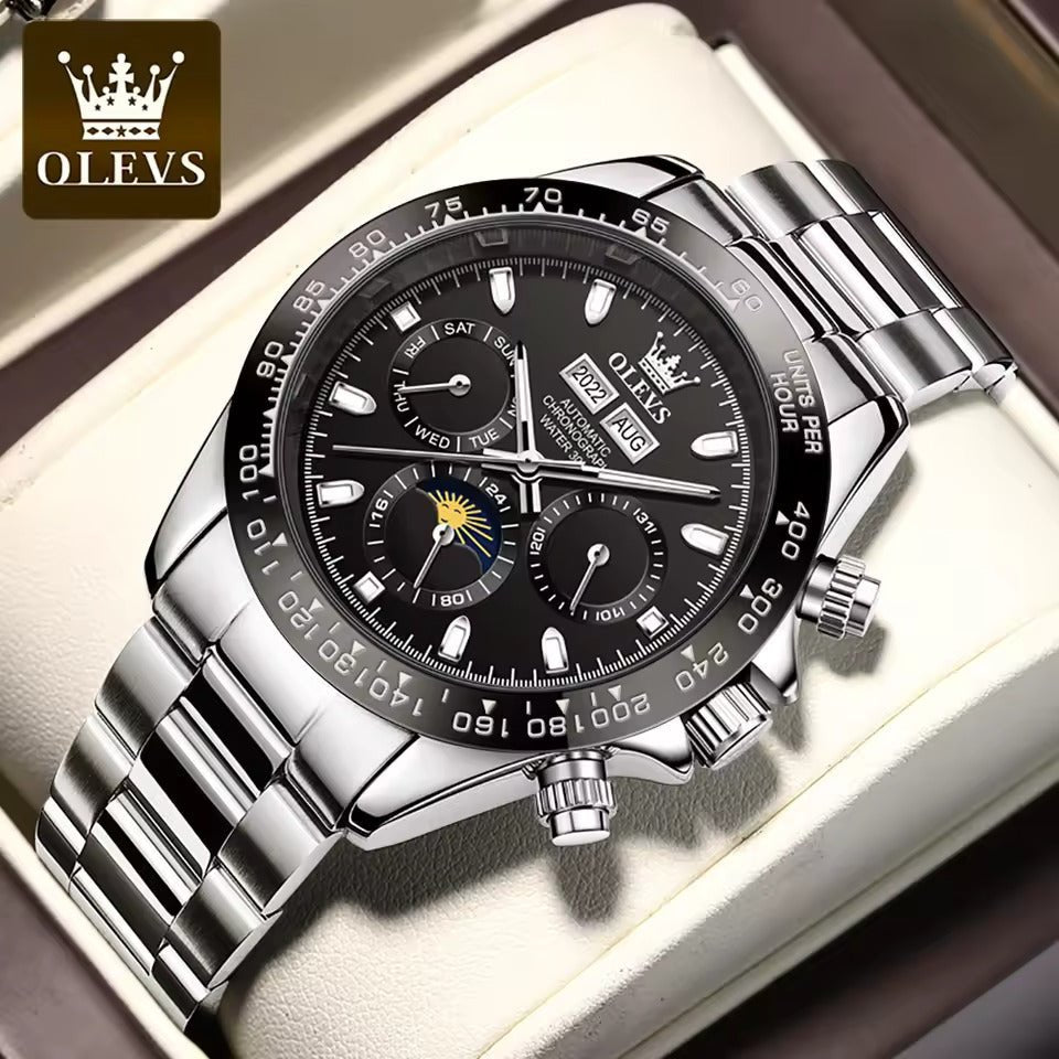 Men Silver Stainless Steel Strap  Mechanical High Quality Seagull Movement watch